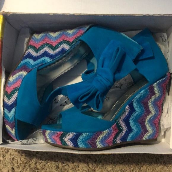 Shoes - Blue Wedges